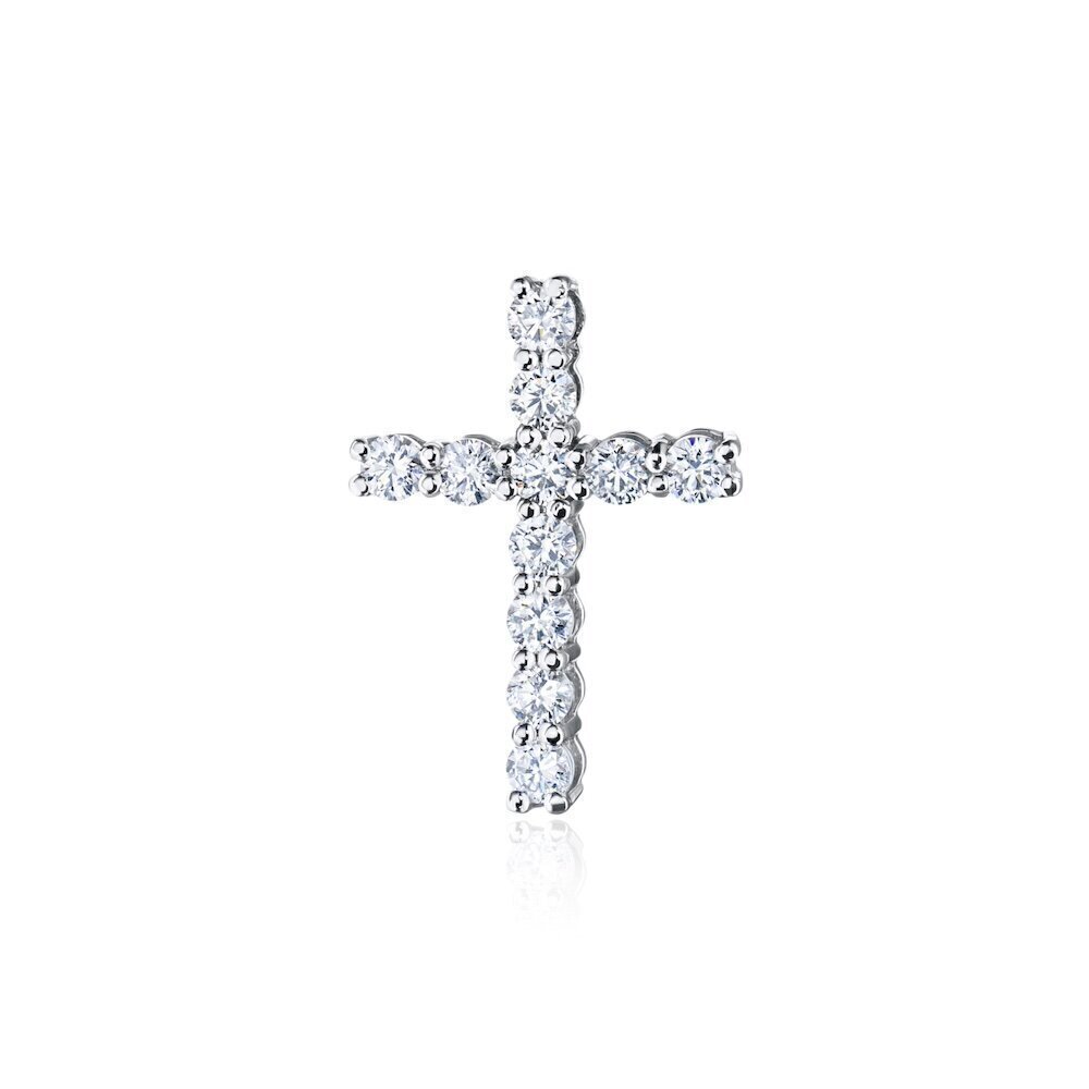 Купить Крест из белого золота с бриллиантами (21407)